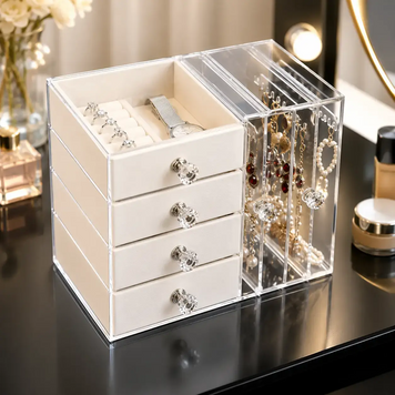 Шкатулка-органайзер для зберігання прикрас XL-1831 Makeup Box для ювелірних виробів, косметики та аксесуарів