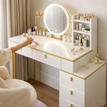 Туалетний столик STL-MD 106 з LED-дзеркалом, 120&times;120&times;40 см, білий