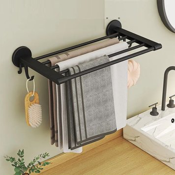 Настенная вешалка в ванную комнату New Simple And Multi-Functional Towel Rack, Черная