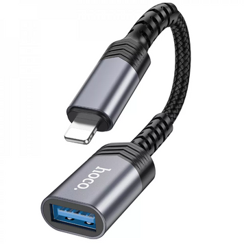 Переходник Adapter Lightning To USB 2.0 &mdash; Hoco UA24 &mdash; Metal Gray