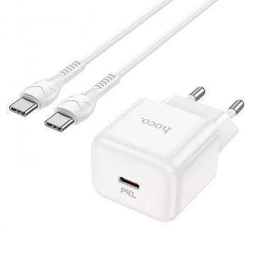Сетевое зарядное устройство 30W | PD | C to C Cable (1m) &mdash; Hoco N32 Glory &mdash; white