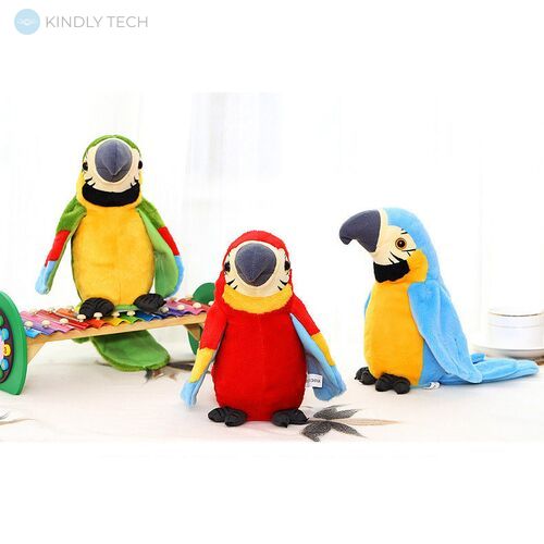 Мягкая интерактивная игрушка A-Toys Попугай - повторюшка, красный, 21 см