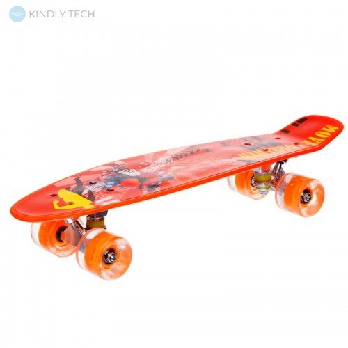 Скейт Пенні Борд (Penny Board 881) зі світними колесами, Помаранчевий