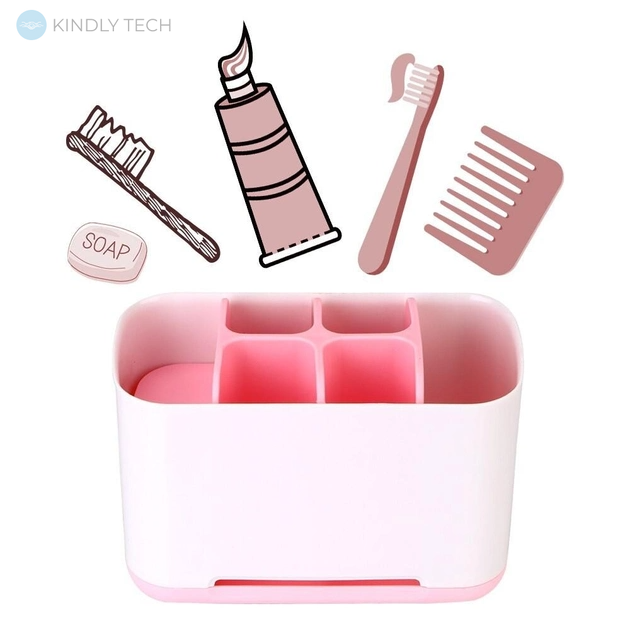 Органайзер для зубных щеток Large toothbrush caddy, Розовый
