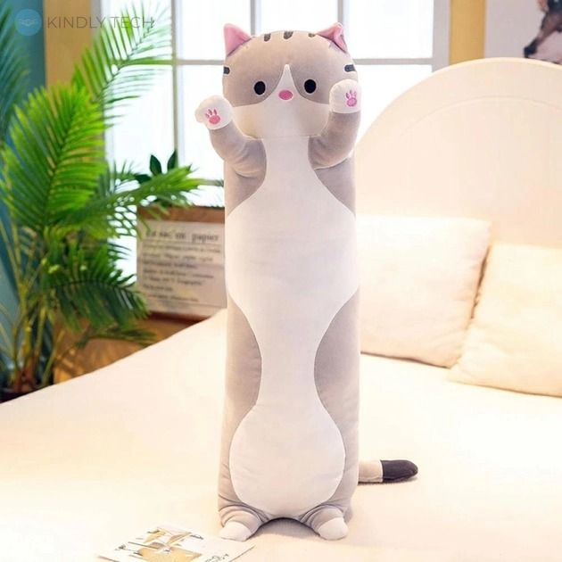 Мягкая игрушка подушка кот- обнимашка 90 см. микс