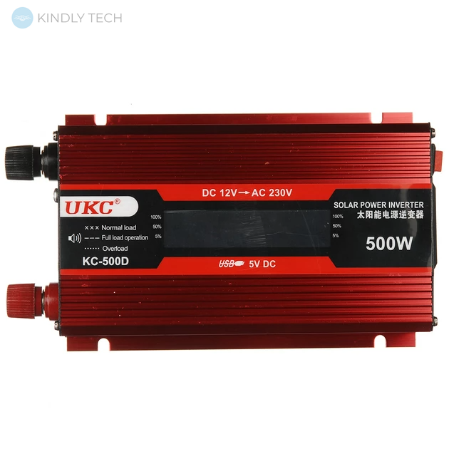 Инвертор преобразователь 12V-220V UKC KC-500D AC/DC + LCD 500W