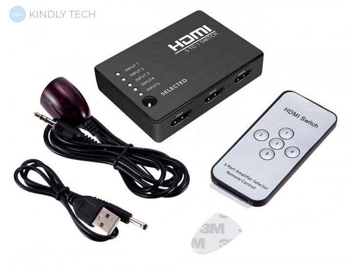 Комутатор HDMI 1080P switch перемикач 5 на 1