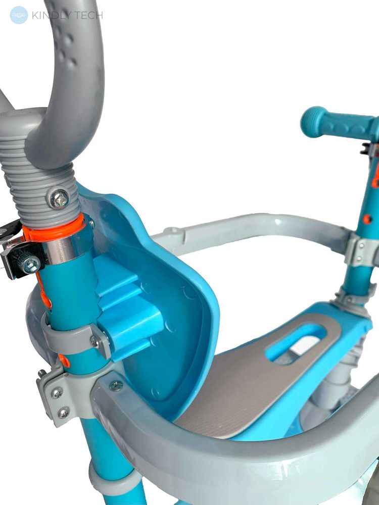 Дитячий триколісний самокат Scooter Smart 5 в 1 з бортиком, сидінням та батьківською ручкою Блакитний