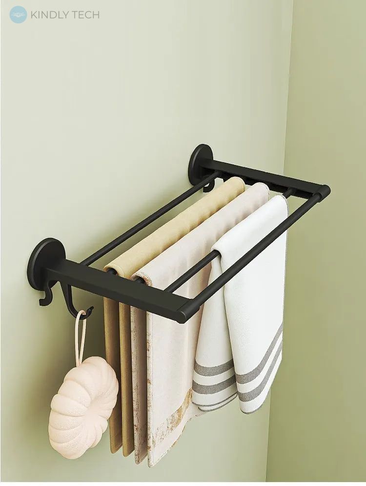 Настінна вішалка у ванну кімнату New Simple And Multi-Functional Towel Rack, Чорна