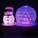 Лампа на поставці куля+сніговик новорічна RGB