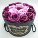 Подарочный набор Forever с розами из мыла в шляпной коробке 19х19 см Фиолетовый